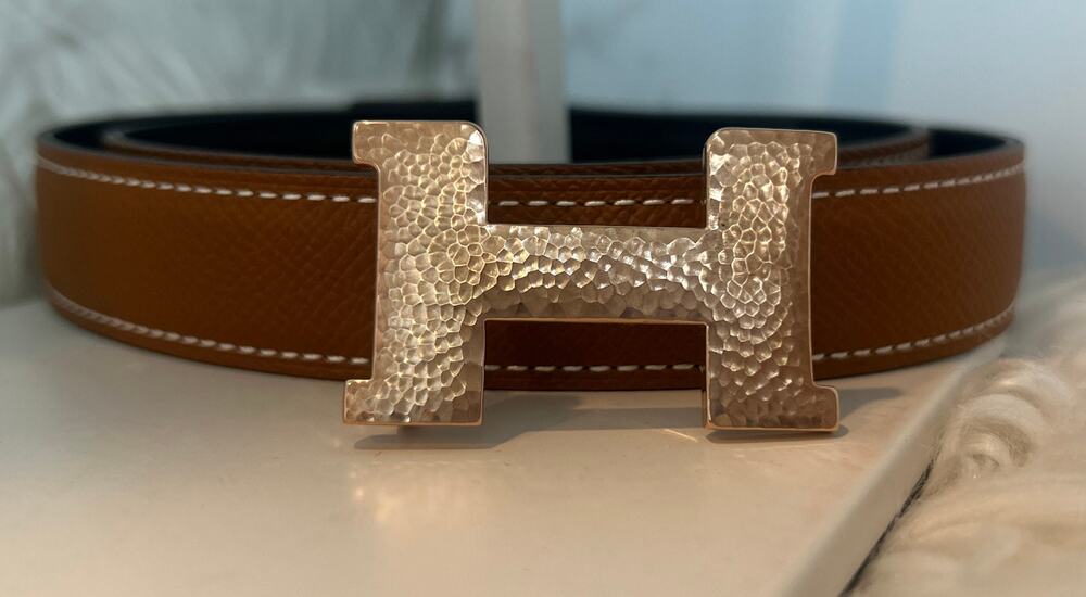 Hermes Constance Reversible Belt 24mm with Martelee Buckle, Size 75